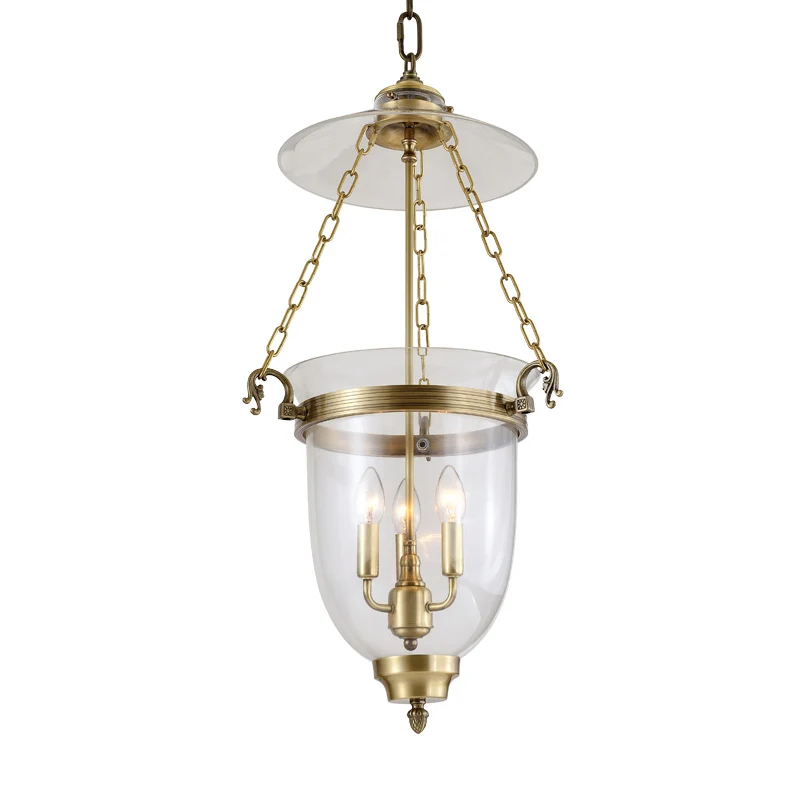 Klarglas-Kerzen-Kronleuchter-Lampe, Kolonialstil, 3 Köpfe, Wohnzimmer-Pendelleuchte Clearhalo