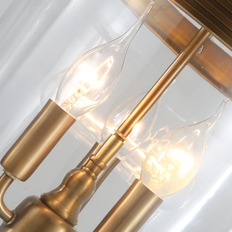 Klarglas-Kerzen-Kronleuchter-Lampe, Kolonialstil, 3 Köpfe, Wohnzimmer-Pendelleuchte Clearhalo