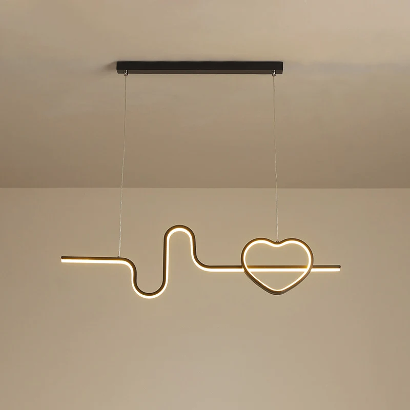 Künstlerische Herz- und Linien-Inselleuchte, Metall-Esszimmer-LED-Deckenpendelleuchte Clearhalo