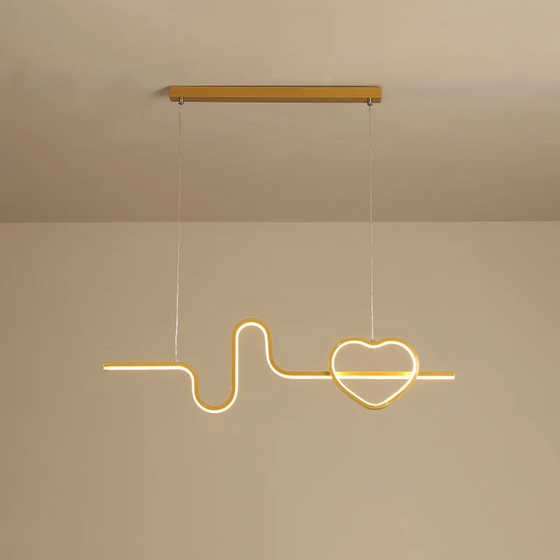 Künstlerische Herz- und Linien-Inselleuchte, Metall-Esszimmer-LED-Deckenpendelleuchte Clearhalo