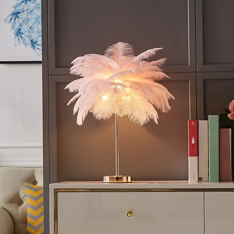 Kokosnussbaumförmiges Nachtlicht, dekorative Feder, 1 Kopf, Wohnzimmer-Akzent-Tischlampe Clearhalo