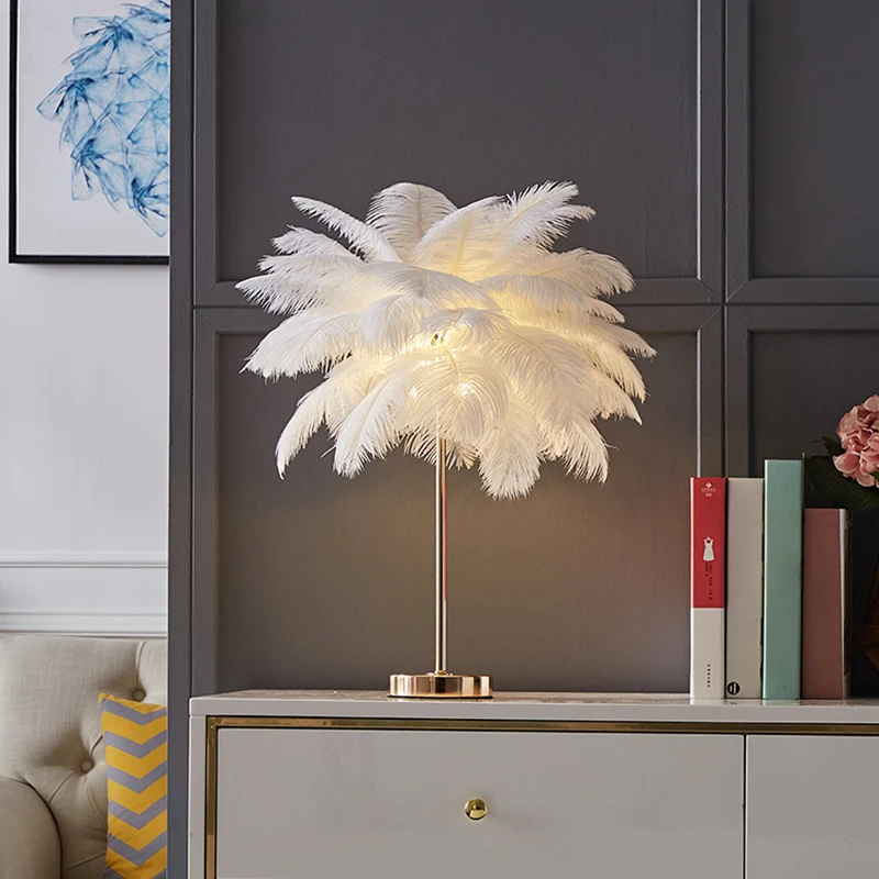 Kokosnussbaumförmiges Nachtlicht, dekorative Feder, 1 Kopf, Wohnzimmer-Akzent-Tischlampe Clearhalo
