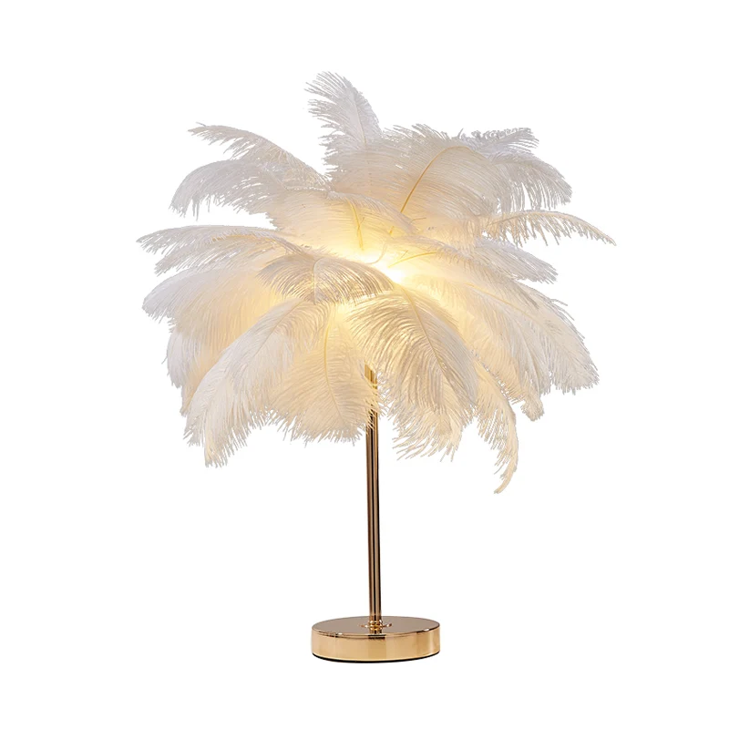 Kokosnussbaumförmiges Nachtlicht, dekorative Feder, 1 Kopf, Wohnzimmer-Akzent-Tischlampe Clearhalo