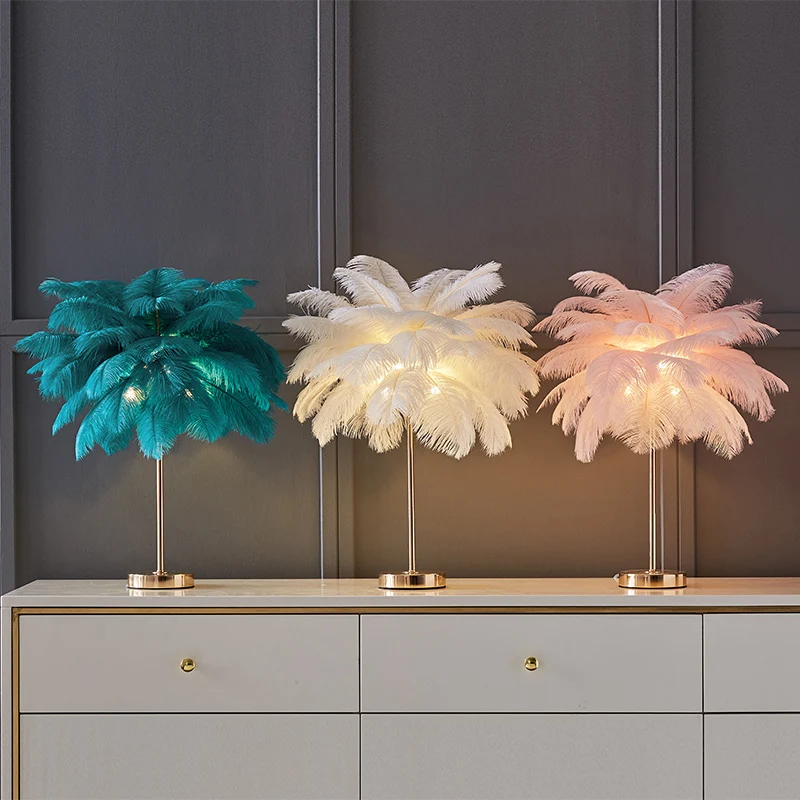Kokosnussbaumförmiges Nachtlicht, dekorative Feder, 1 Kopf, Wohnzimmer-Akzent-Tischlampe Clearhalo
