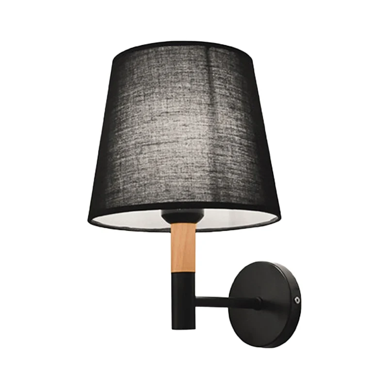Konische Wandleuchte im modernen Stil, 1-Kopf-Wandleuchte aus Stoff Schwarz/Weiß für Schlafzimmer Clearhalo