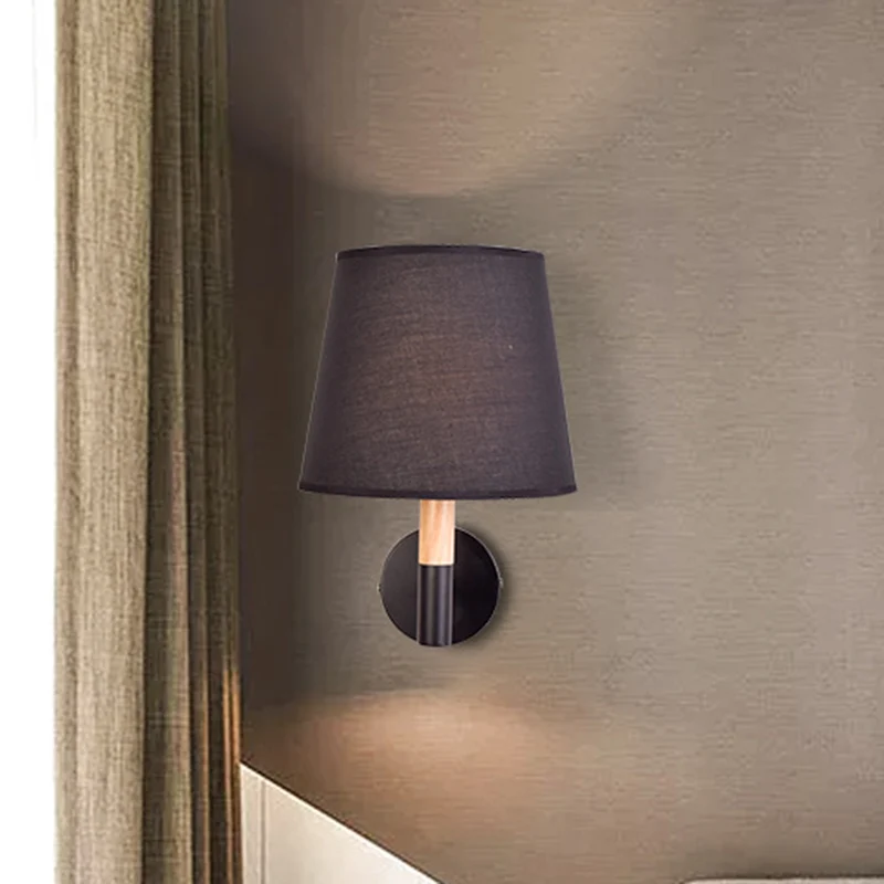 Konische Wandleuchte im modernen Stil, 1-Kopf-Wandleuchte aus Stoff Schwarz/Weiß für Schlafzimmer Clearhalo