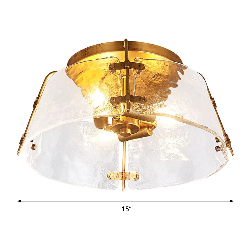3 Köpfe Wasserglas Unterputzlampe Traditionelle Messingschale Wohnzimmer der Nähe der Deckenleuchte Clearhalo