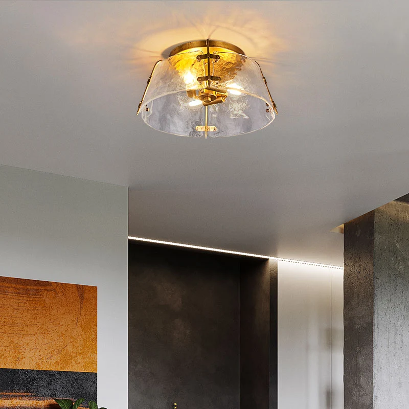 3 Köpfe Wasserglas Unterputzlampe Traditionelle Messingschale Wohnzimmer der Nähe der Deckenleuchte Clearhalo