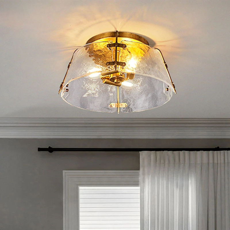 3 Köpfe Wasserglas Unterputzlampe Traditionelle Messingschale Wohnzimmer der Nähe der Deckenleuchte Clearhalo