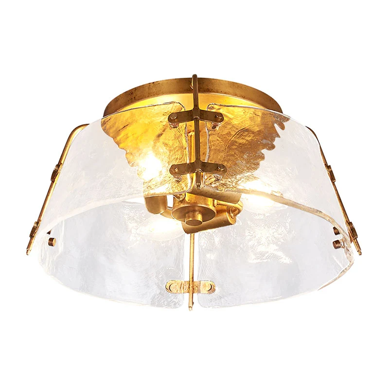 3 Köpfe Wasserglas Unterputzlampe Traditionelle Messingschale Wohnzimmer der Nähe der Deckenleuchte Clearhalo
