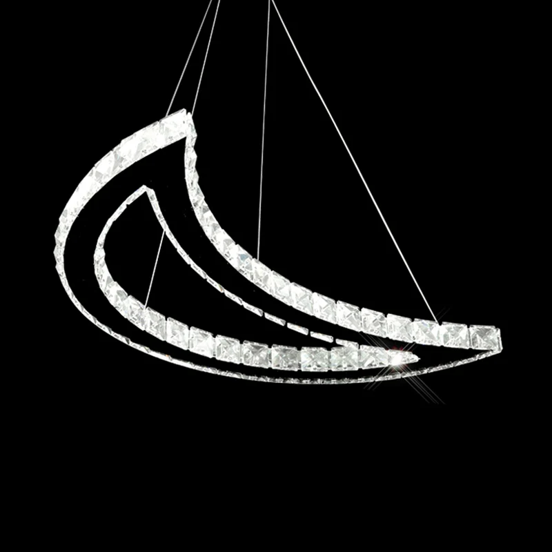 Kristallblock-Halbmond-Deckenleuchte Simplicity Edelstahl-LED-Hängeleuchter warmem/weißem Licht Clearhalo