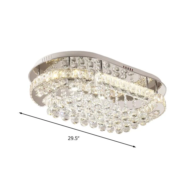 Kristallkugel-Oval-Einbauleuchte Minimalistische LED-Einbauleuchte Chrom Clearhalo