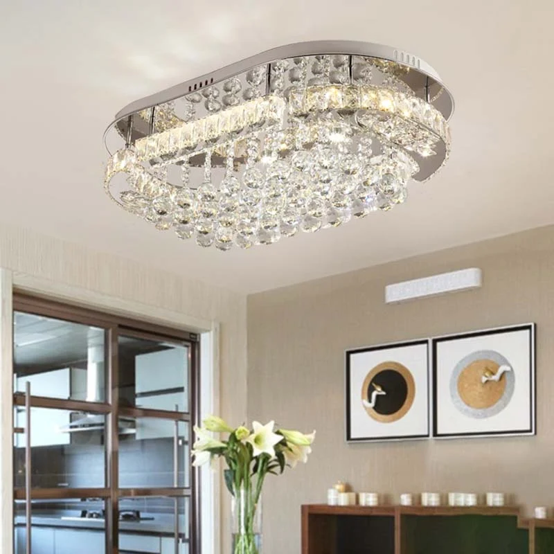 Kristallkugel-Oval-Einbauleuchte Minimalistische LED-Einbauleuchte Chrom Clearhalo