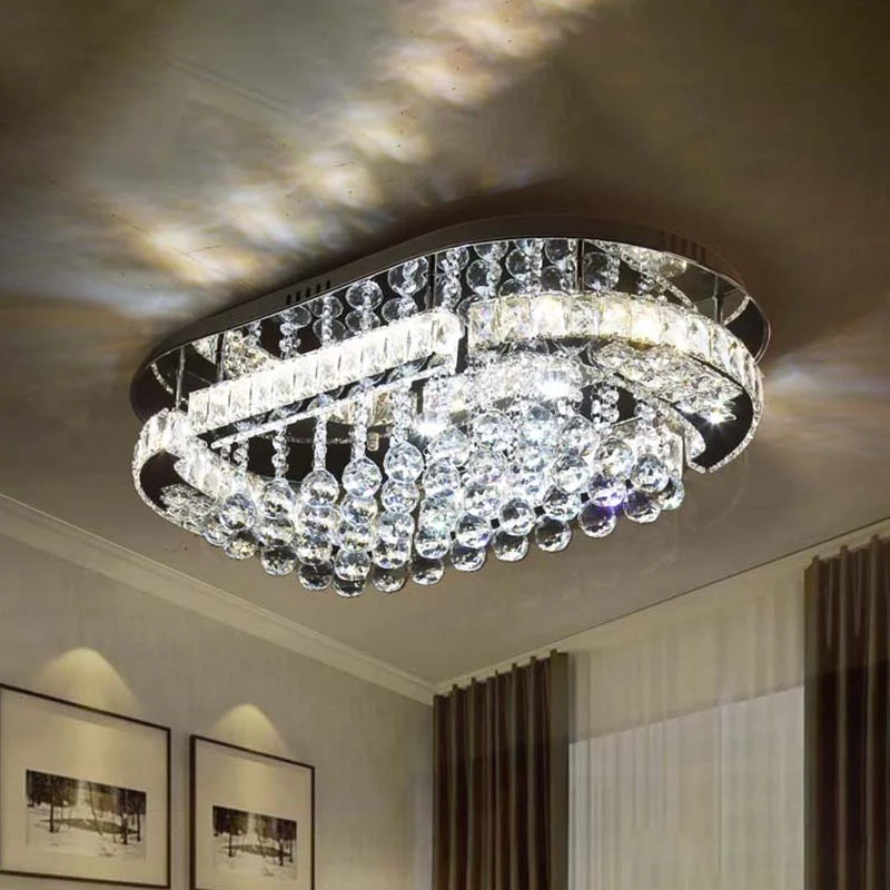 Kristallkugel-Oval-Einbauleuchte Minimalistische LED-Einbauleuchte Chrom Clearhalo