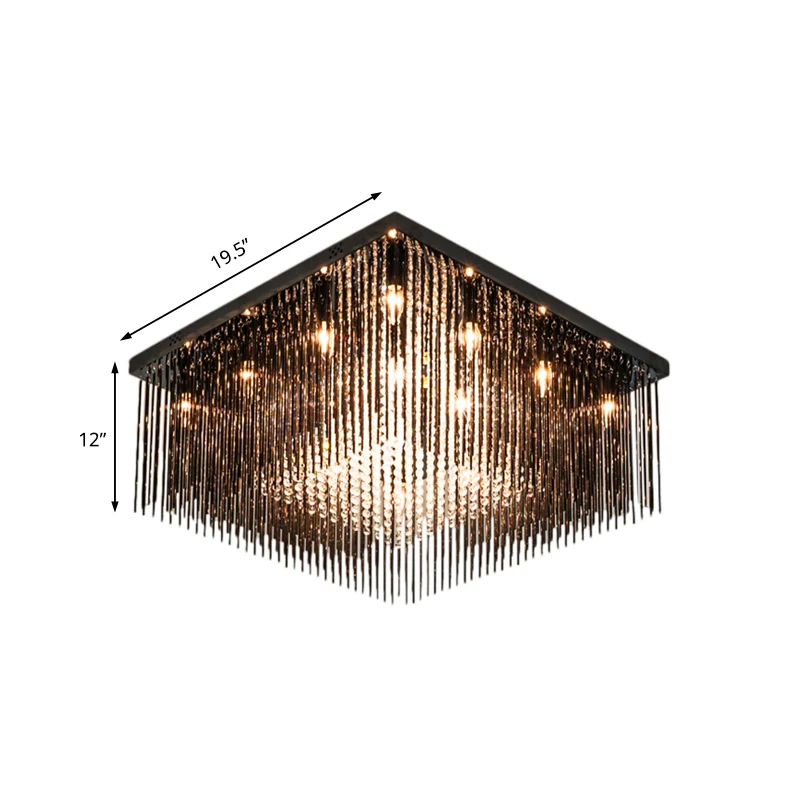 Kristallstab und Kristallperlen, kubische Deckenleuchte, zeitgenössische 4/6/9 Lichter, schwarze Deckenleuchte, 16"/19"/23...