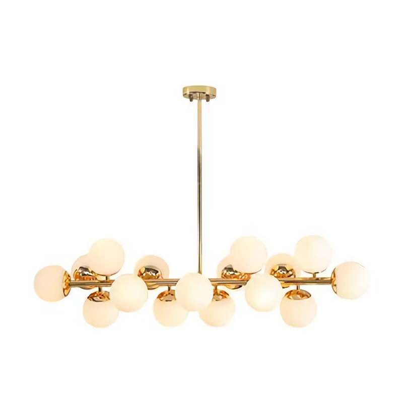 Kugel-Esszimmer-Pendelleuchten-Set, moderne Kronleuchter-Beleuchtung aus cremefarbenem Glas Gold Clearhalo