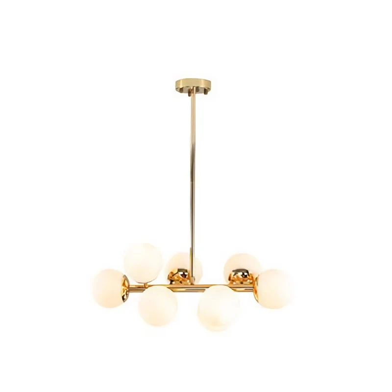 Kugel-Esszimmer-Pendelleuchten-Set, moderne Kronleuchter-Beleuchtung aus cremefarbenem Glas Gold Clearhalo