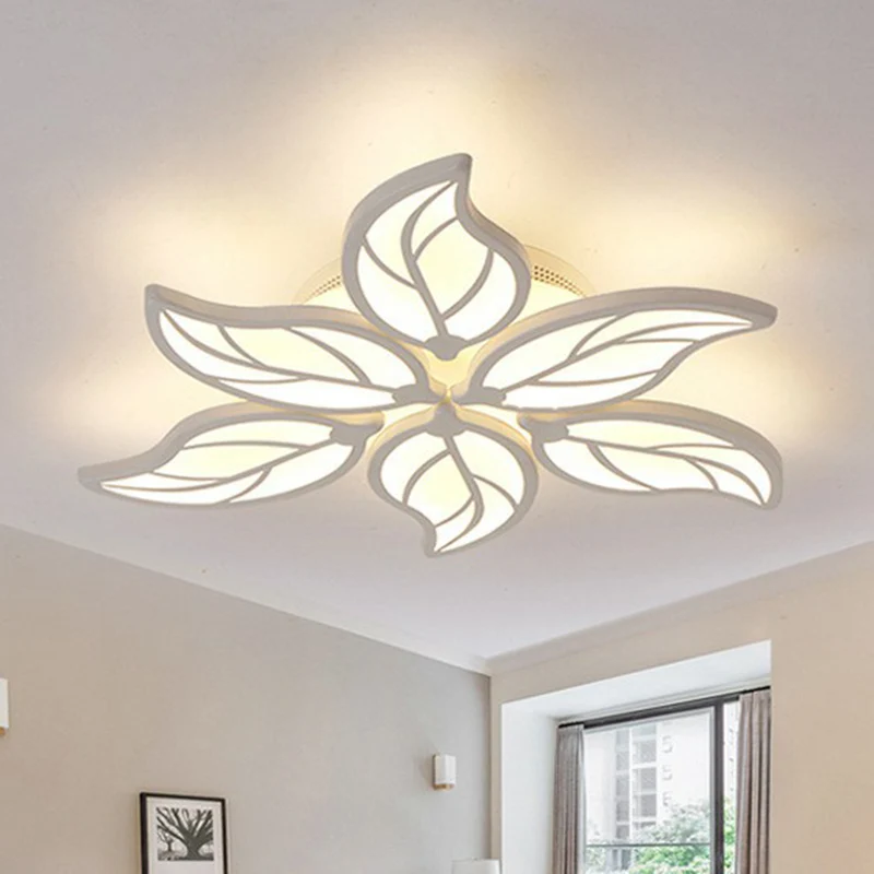 Leaf LED Semi Flush Light Simplicity Acryl Wohnzimmer Deckeneinbauleuchte Weiß Clearhalo