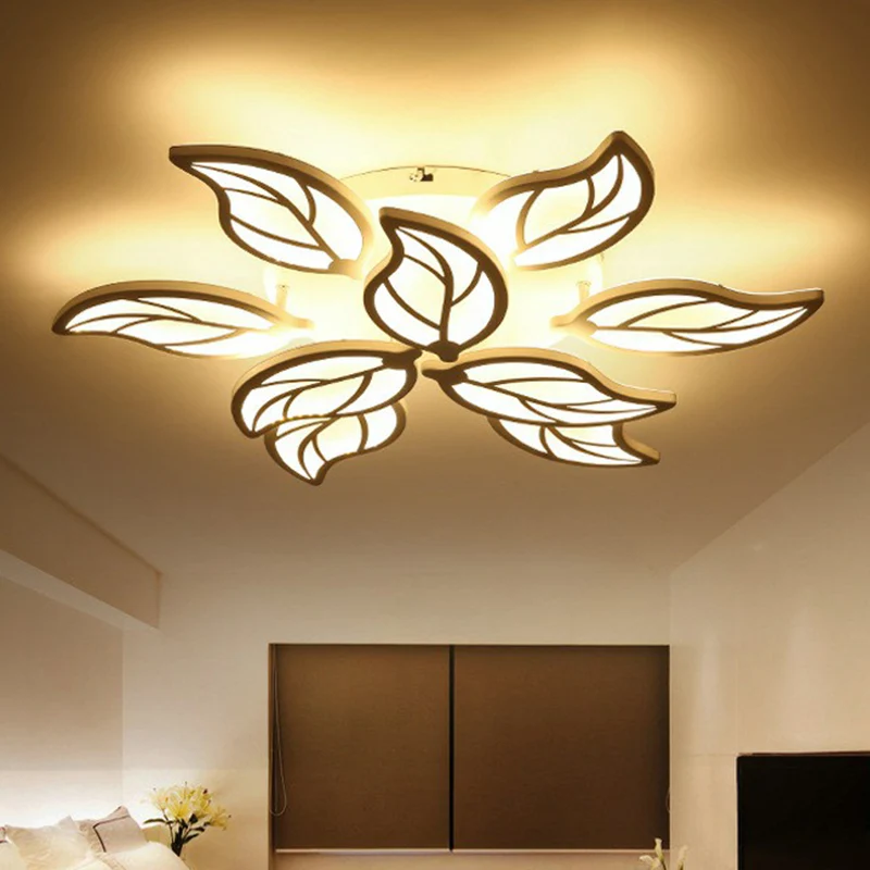 Leaf LED Semi Flush Light Simplicity Acryl Wohnzimmer Deckeneinbauleuchte Weiß Clearhalo