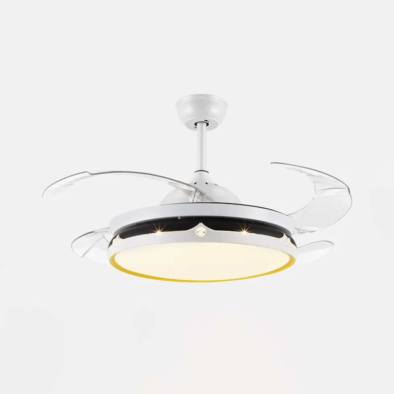 19" W LED Deckenventilatorleuchte Nordic Scalloped Metallic Semi Flush Schwarz und Weiß, 4 Flügel Clearhalo