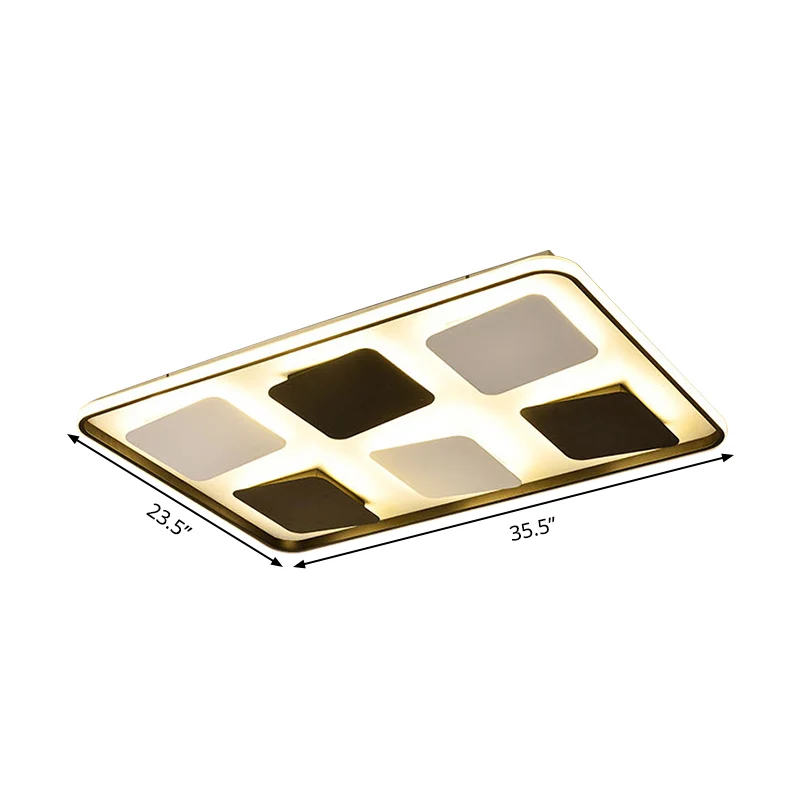 LED-Deckenbeleuchtung, moderne Schwarz-Weiß-Einbauleuchte mit quadratischem/rechteckigem Acrylschirm, warmweißes Licht Cle...
