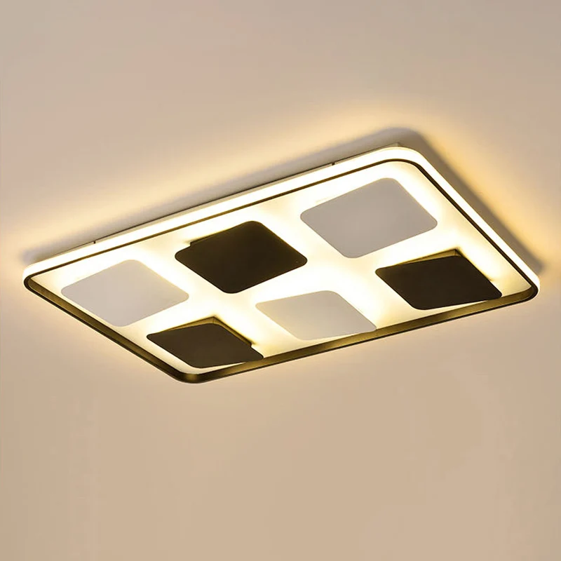 LED-Deckenbeleuchtung, moderne Schwarz-Weiß-Einbauleuchte mit quadratischem/rechteckigem Acrylschirm, warmweißes Licht Cle...