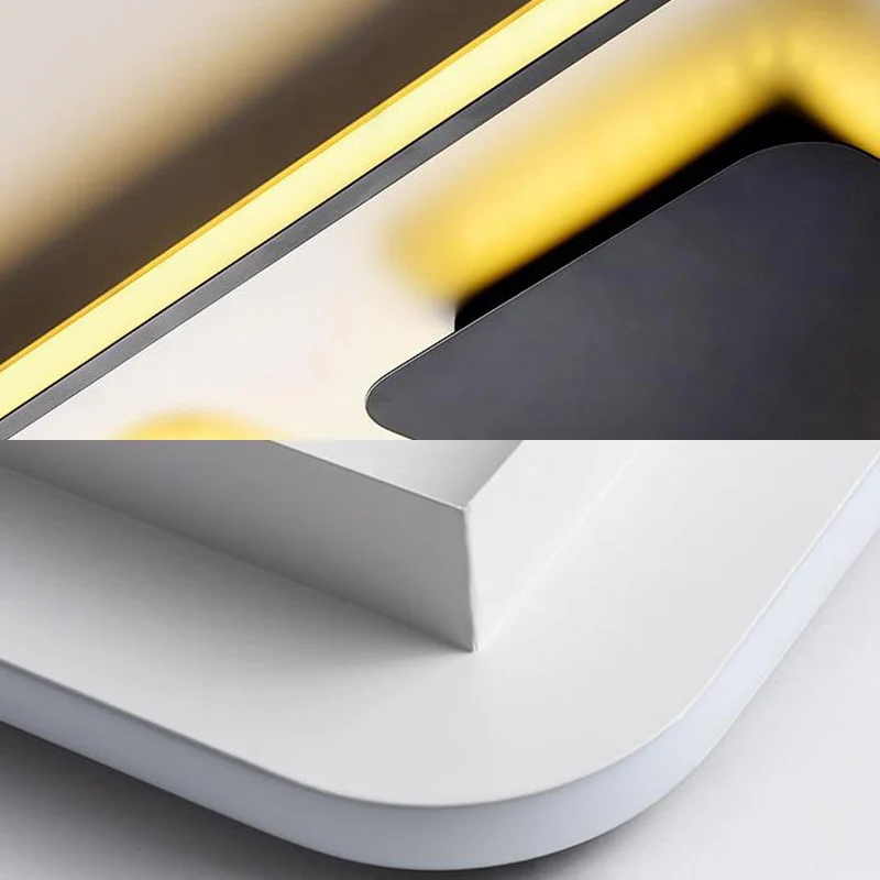 LED-Deckenbeleuchtung, moderne Schwarz-Weiß-Einbauleuchte mit quadratischem/rechteckigem Acrylschirm, warmweißes Licht Cle...