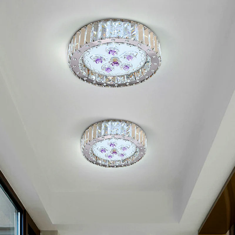 LED-Einbaustrahler, Trommelschirm im Minimal-Stil, facettierter Kristall, Deckenleuchte Nickel Clearhalo