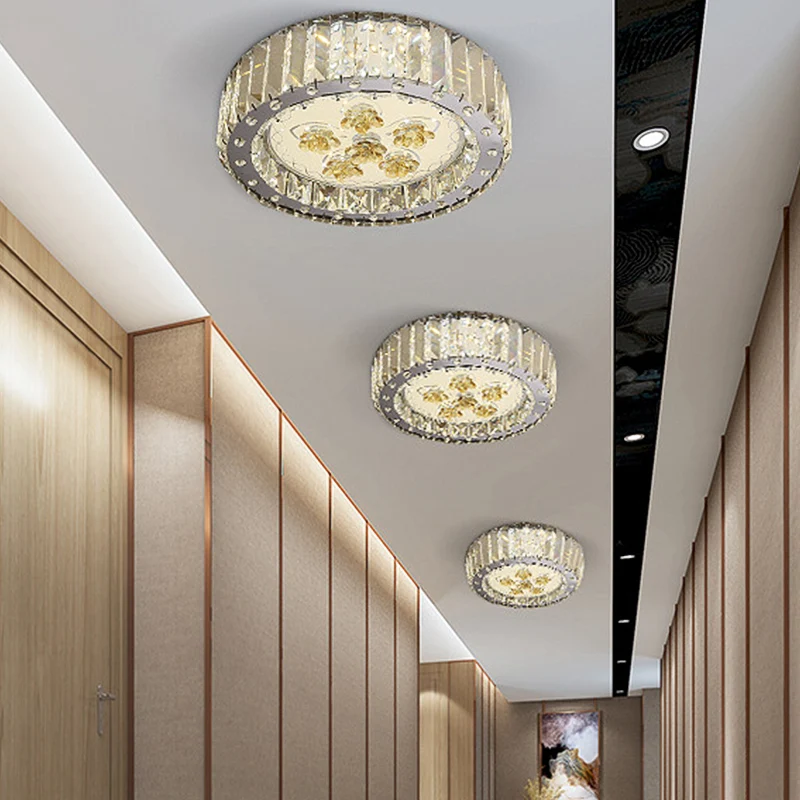 LED-Einbaustrahler, Trommelschirm im Minimal-Stil, facettierter Kristall, Deckenleuchte Nickel Clearhalo