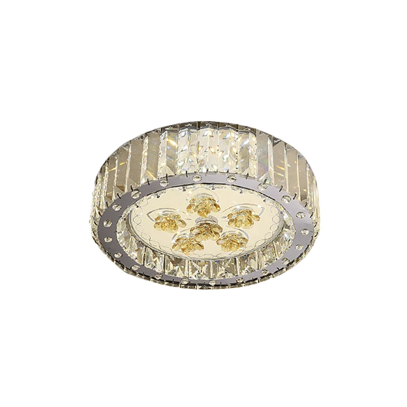 LED-Einbaustrahler, Trommelschirm im Minimal-Stil, facettierter Kristall, Deckenleuchte Nickel Clearhalo