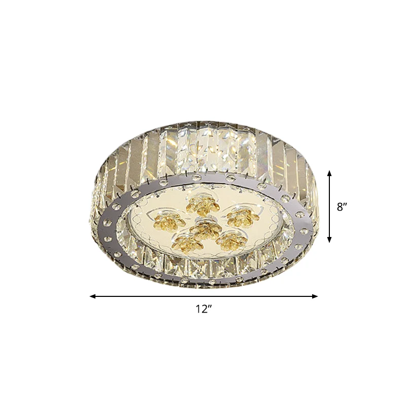 LED-Einbaustrahler, Trommelschirm im Minimal-Stil, facettierter Kristall, Deckenleuchte Nickel Clearhalo
