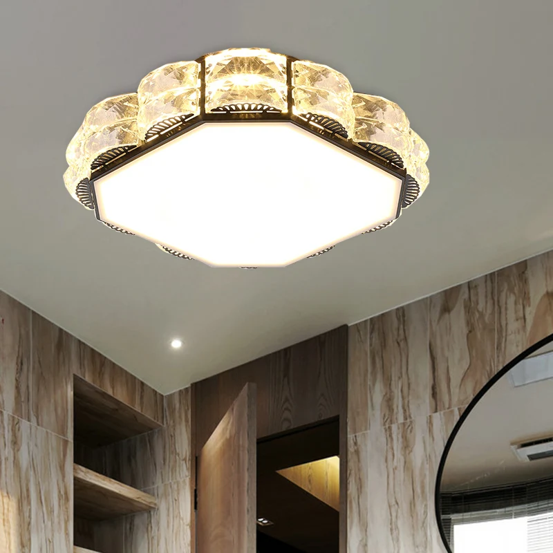 LED-Kristall-Unterputzleuchte, moderner Stil, Schwarz/Weiß, runder/quadratischer Korridor-Einbaustrahler Clearhalo
