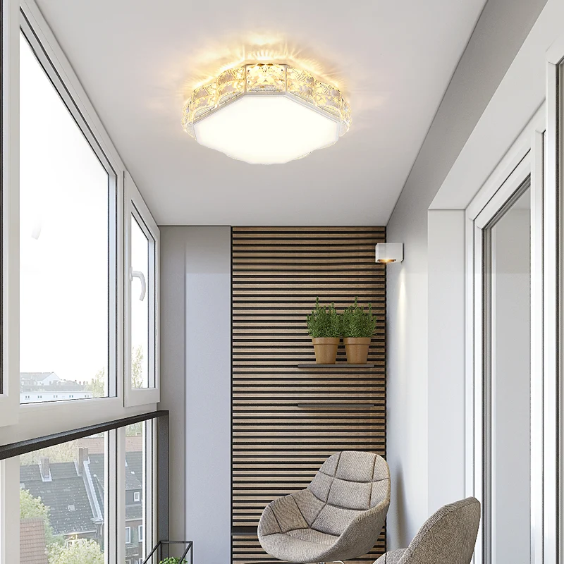 LED-Kristall-Unterputzleuchte, moderner Stil, Schwarz/Weiß, runder/quadratischer Korridor-Einbaustrahler Clearhalo