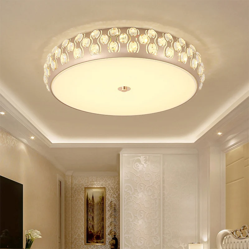 LED-Trommel-Deckenleuchte, moderne Acryl-Deckenleuchte mit Kristallperle Gold für Schlafzimmer Clearhalo