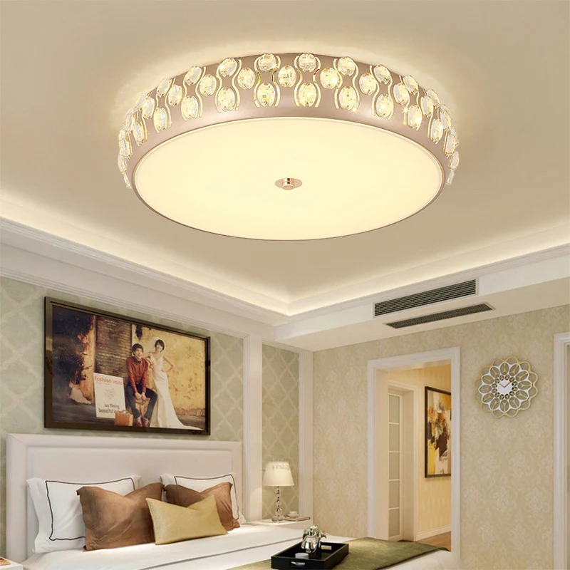 LED-Trommel-Deckenleuchte, moderne Acryl-Deckenleuchte mit Kristallperle Gold für Schlafzimmer Clearhalo