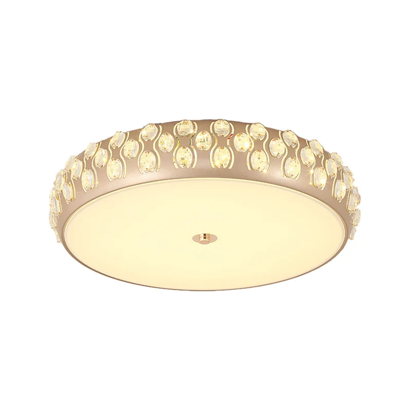 LED-Trommel-Deckenleuchte, moderne Acryl-Deckenleuchte mit Kristallperle Gold für Schlafzimmer Clearhalo