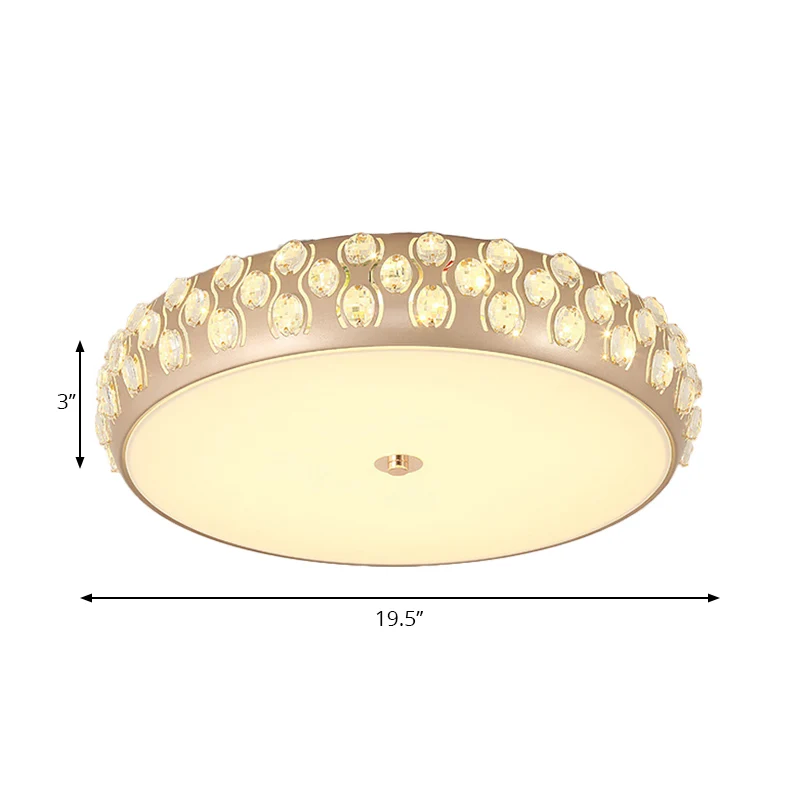 LED-Trommel-Deckenleuchte, moderne Acryl-Deckenleuchte mit Kristallperle Gold für Schlafzimmer Clearhalo