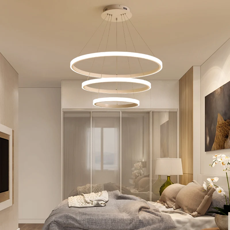 Loop-Kronleuchter-Anhänger, einfache Acryl-LED-1/2/3-Kopf-Hängedeckenleuchte für Schlafzimmer warmem/weißem/natürlichem Li...