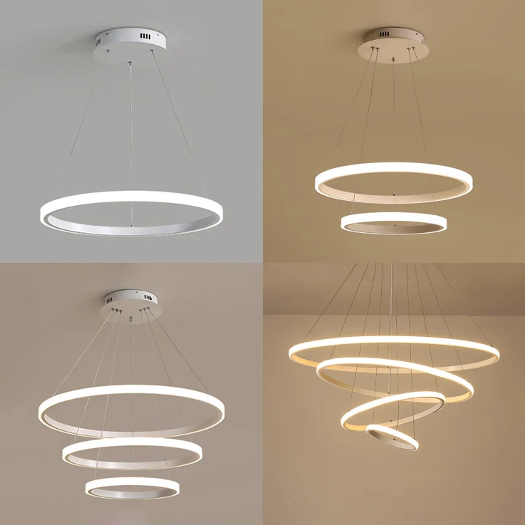 Loop-Kronleuchter-Anhänger, einfache Acryl-LED-1/2/3-Kopf-Hängedeckenleuchte für Schlafzimmer warmem/weißem/natürlichem Li...