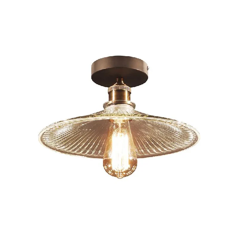 Messing-Deckenleuchte mit einer Lampe, Industrie-Mercury-Glas, halbbündig Clearhalo