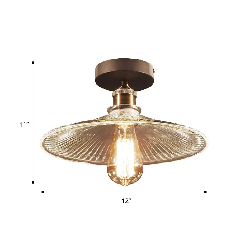 Messing-Deckenleuchte mit einer Lampe, Industrie-Mercury-Glas, halbbündig Clearhalo