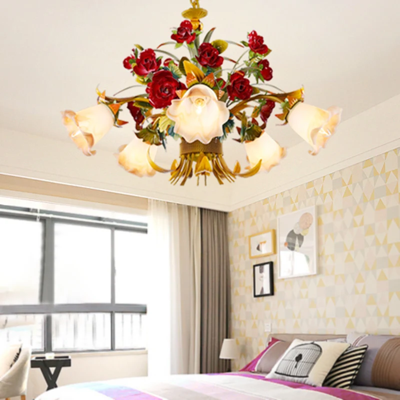 Metallgelber Deckenleuchter, ausgestellt, 5/8 Glühbirnen, ländliches LED-Hängelampen-Set für Wohnzimmer Clearhalo