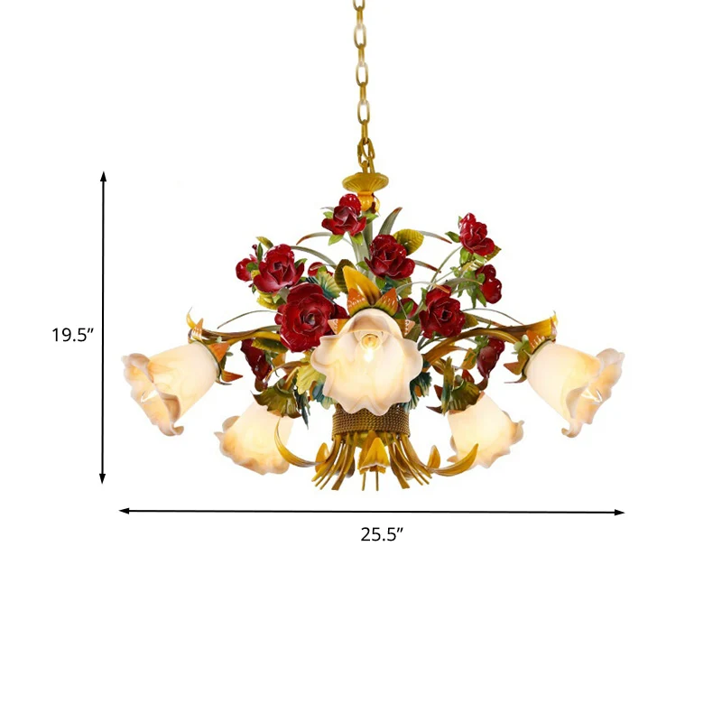 Metallgelber Deckenleuchter, ausgestellt, 5/8 Glühbirnen, ländliches LED-Hängelampen-Set für Wohnzimmer Clearhalo