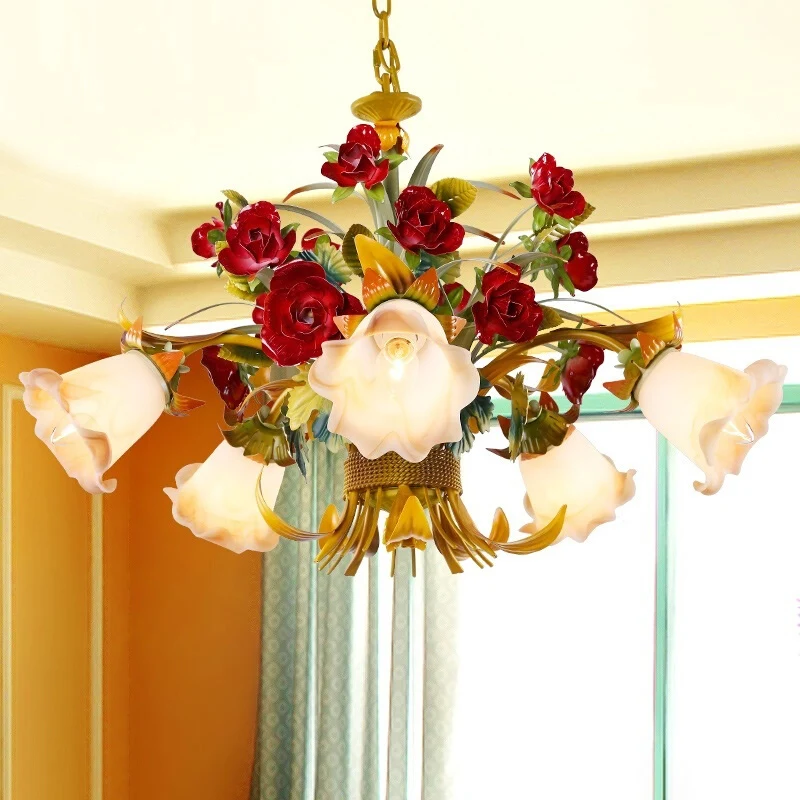 Metallgelber Deckenleuchter, ausgestellt, 5/8 Glühbirnen, ländliches LED-Hängelampen-Set für Wohnzimmer Clearhalo