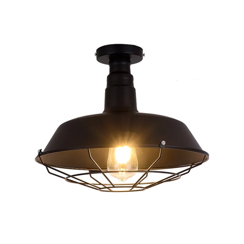 Metallisch schattierte Unterputzbeleuchtung im Retro-Stil mit einer Glühbirne, halbbündige Korridor-Deckenleuchte Schwarz...