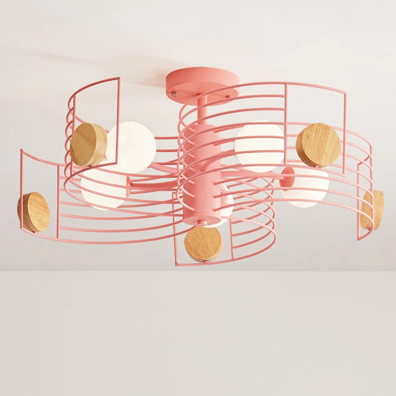 Metallische, spiralförmige, halbbündige Kinder-LED-Deckenleuchte Rosa/Gold mit weißem Glasschirm Clearhalo
