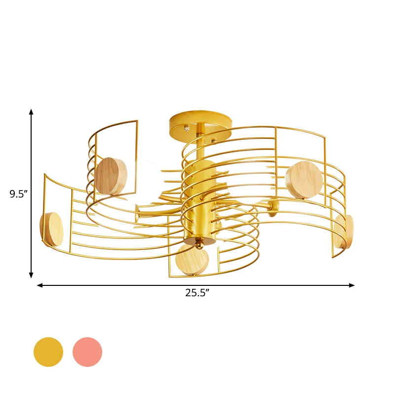 Metallische, spiralförmige, halbbündige Kinder-LED-Deckenleuchte Rosa/Gold mit weißem Glasschirm Clearhalo