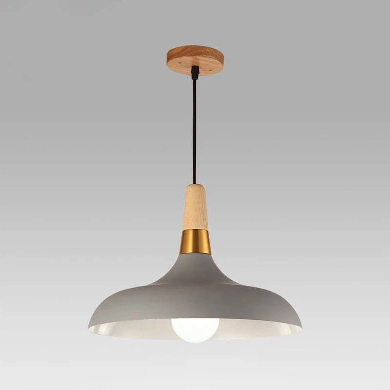 Metallscheunen-Pendelleuchte Modernity 1-Licht-Deckenpendelleuchte mit Holzgriff Clearhalo