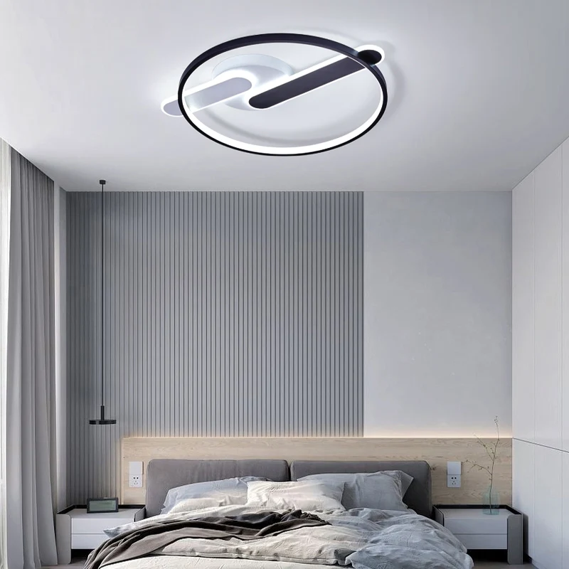Minimalistische kreisförmige LED-Einbauleuchte für den Deckeneinbau aus Acryl Schwarz und Weiß Clearhalo