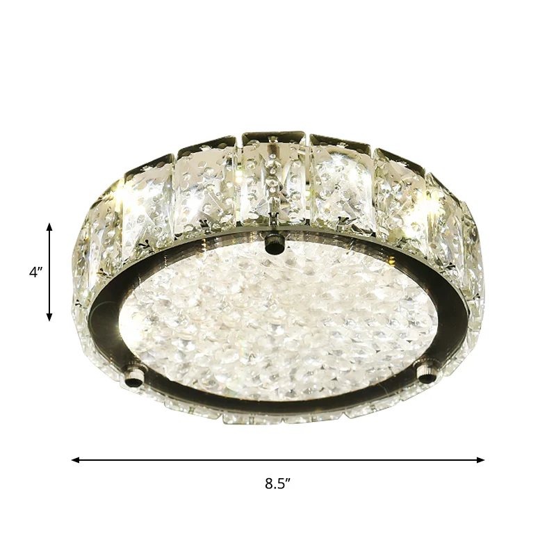 Minimalistische LED-Einbauleuchte aus Edelstahl, rund/quadratisch/Blumen-Deckenleuchte mit klarem Kristallschirm warmem/we...